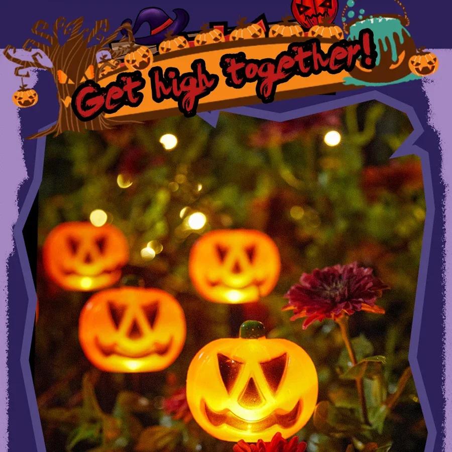Outdoor Solar Lights Pumpkin Lamp Halloween Decorative Torch Waterproof Floor Mounted Lawn Garden Courtyard Landscape Lanterns