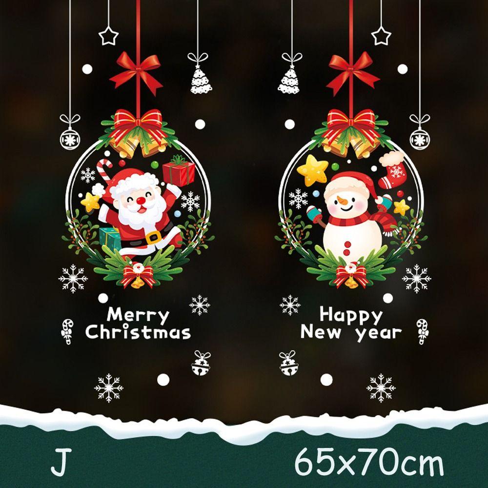 2025 Happy New Year Christmas Sticker Santa Claus Snowman Xmas Decal Merry Christmas Xmas wreath Window Sticker Shopping Mall