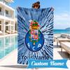 Custom Name Fc Porto Crest Design Personalized Microfiber Beach Towel, Quick-Dry, Ideal for Summer Travel, Beach Essential, Swimming