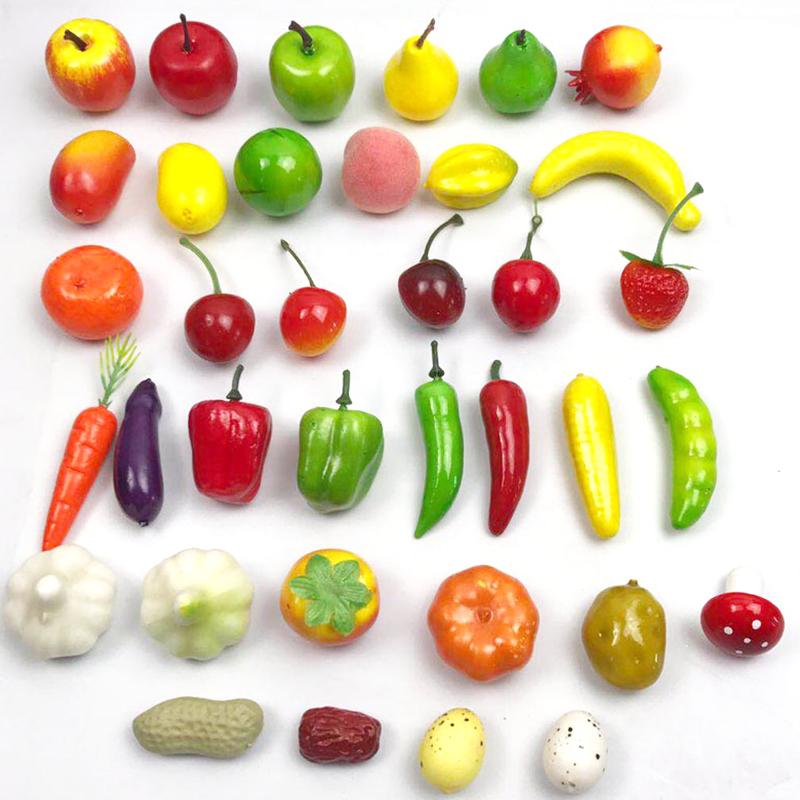 20PCS/Set Mini Foam Models Assorted Fruit Vegetable Simulated Miniature DIY Decorating Material Game Prop Class Rewards Gift ZYF