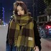 Damen Winter Verdickter Seniorensinn Karierter Schal Neue Weibliche England Retro Koreanische Version Des Warmen Schals