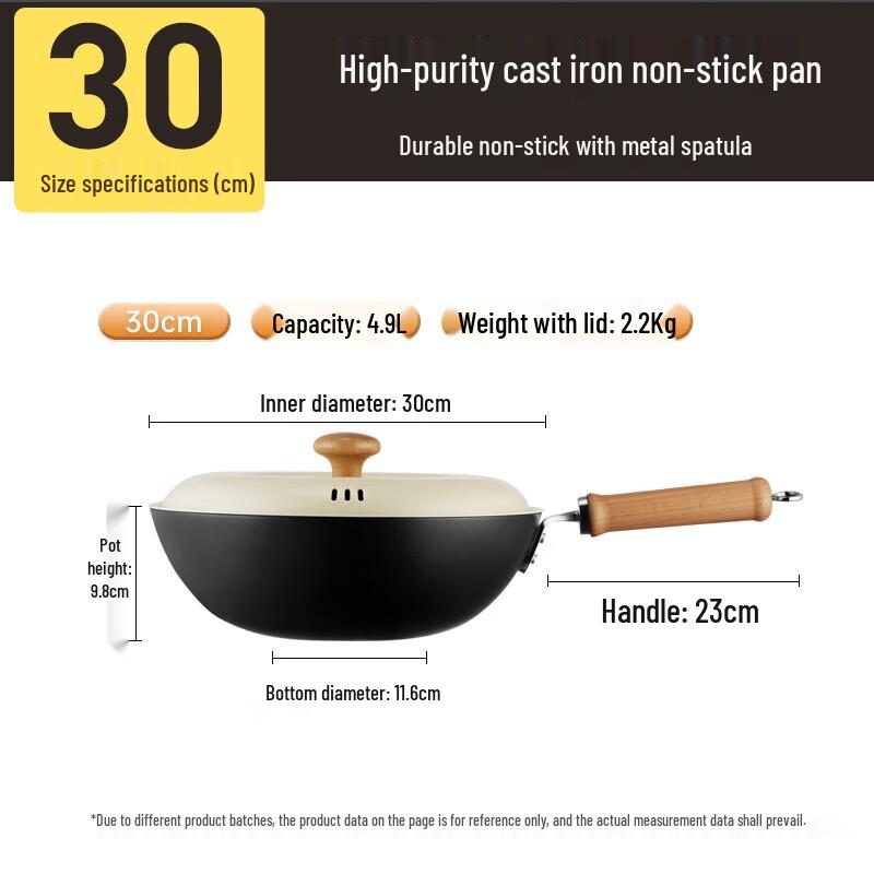 Chui Da Huang 30cm Non-Coated Cast Iron Wok