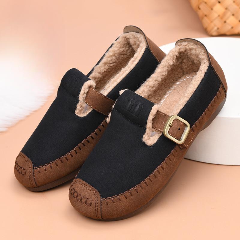New Fashionable Shoes, Fleece and Thickened Warm Women's Shoes, Flat Anti-slip Cotton Shoes