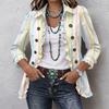 Women's Casual Striped Print Long Sleeve Ruffle Button Down Shirt Jacket for Everyday Wear