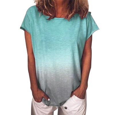 Women Tie Dyed Printed Crew Neck Short Sleeve Shirt
