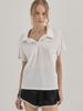 SORRY, TOO MUCH LOVE Relaxed Fit Open Placket Polo Top_White