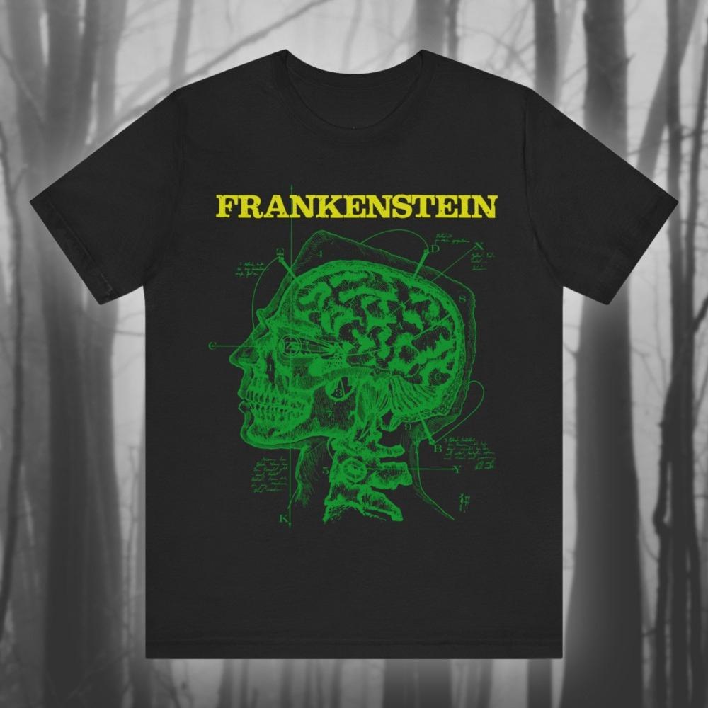 Frankenstein horror retro movie Tshirt cinematic eeriness Jim Thorpe art style unisex streetwear top for all seasons t shirt S