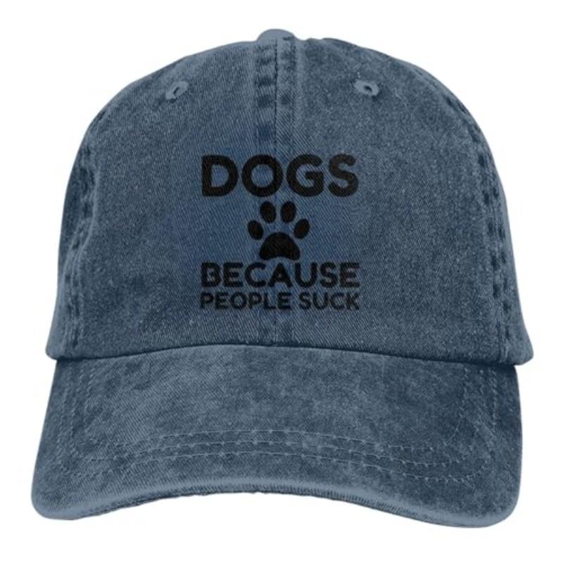 Dogs Because People Suck Cotton Baseball Cap Funny Adjustable Unisex Casual Sun Hat Can Be Adjusted синий