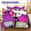 Invaderzim Pattern Bedding Quilt Set Quilt Cover Pillowcase Home Decoration Birthday Gift (1 * Duvet Cover + 2 * Pillowcase, Without Core)