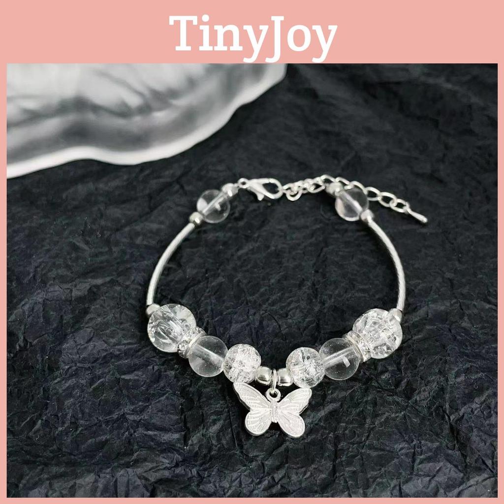 Silver Sophisticated Butterfly Bracelet Elegant Glass Beads Chinese Tradition