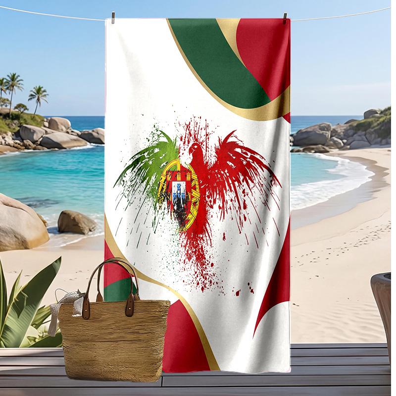 Asciugamano da Spiaggia Stampa Calcio Portogallo Asciugatura Rapida Super Assorbente Morbido Asciugamano da Bagno per Nuoto Spiaggia Viaggio Souvenir Regalo