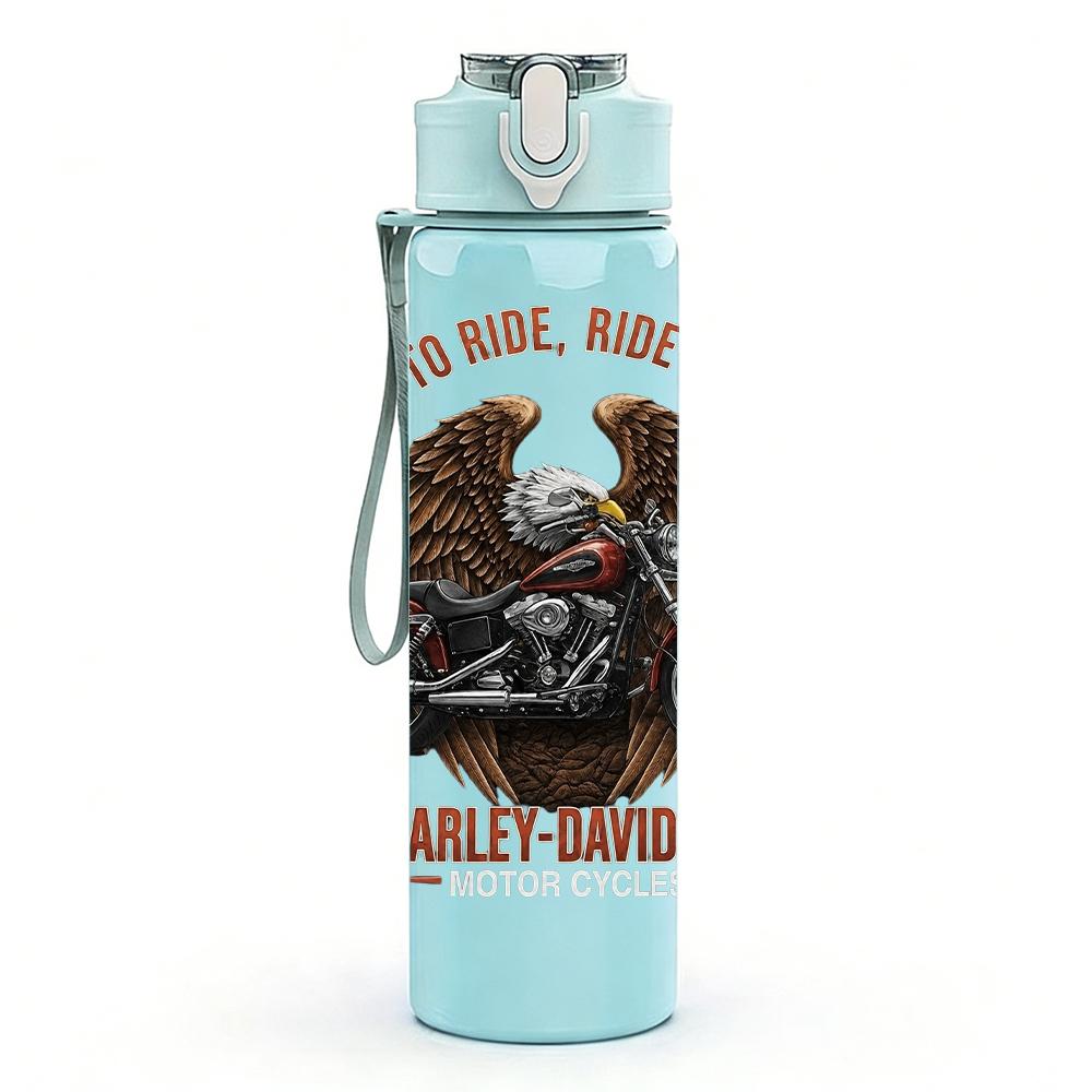 1PC Retro Eagle Skull Circular Band Logo Print 750ml Portable Sports Water Bottle Leakproof Gym Outdoor Travel Drink Cup