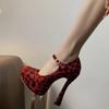 Fashion Street Style Platform Extreme High Heels Buckle Strap Women Pumps Sexy Design Leopard Print Banquet Shoes BIG Size 45
