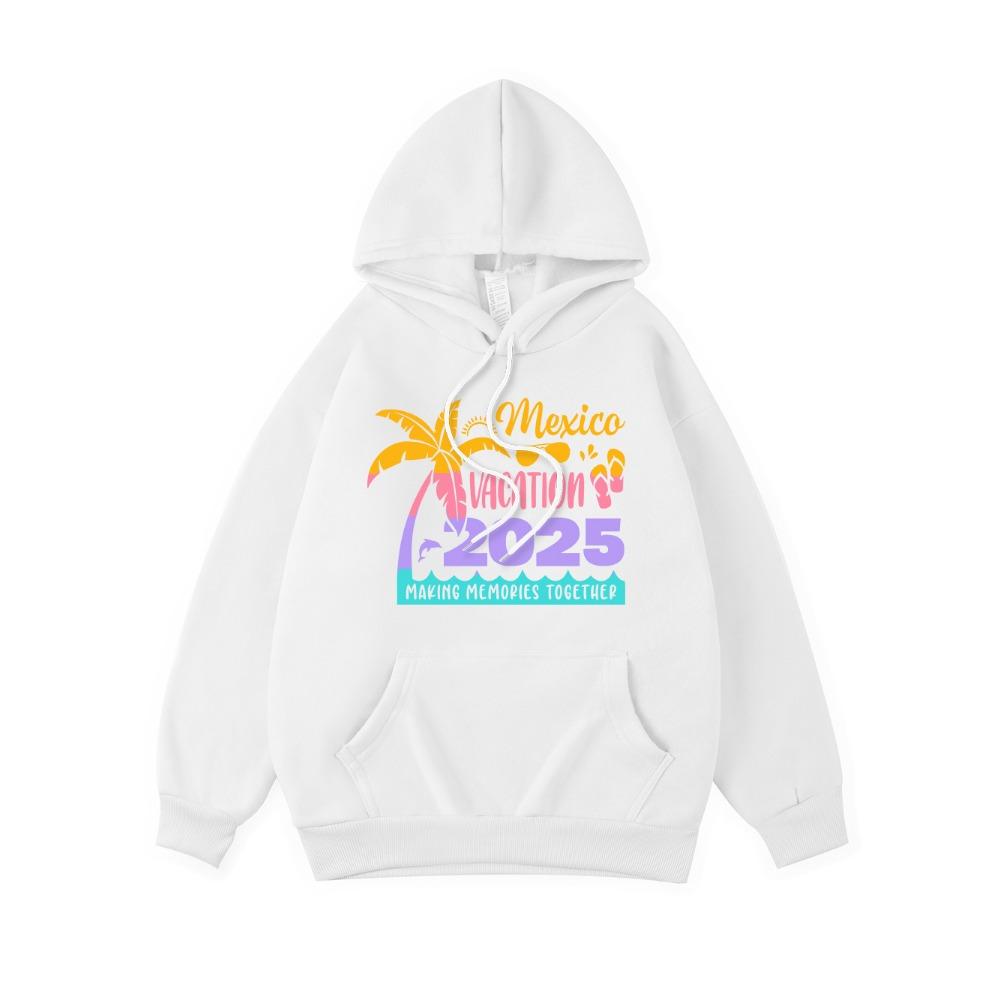 Mexico Vacation Printing Hoodie Women Winter Fleece Warm Hooded Pocket Sweatshirt Comfortable Loose Womans Clothing