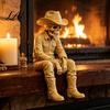 Cowboy Shelf Sitter 3D Printed Western Skeleton Figurine Sitting Statue Edge Theme Party Supplies Sitter West Style Desktop Decor for Home