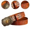 Women Western Belt Engraved Bull Metal Buckle Pants Belt Unisex Cowgirl Belt
