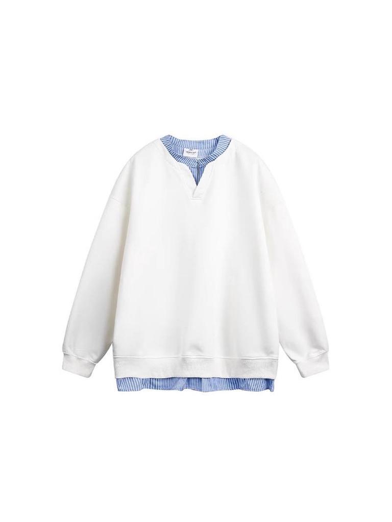 Unisex Schwarzer Faux Two-Piece Langarm-Hoodie - Frühling/Herbst 2025 Lockerer Casual Pullover