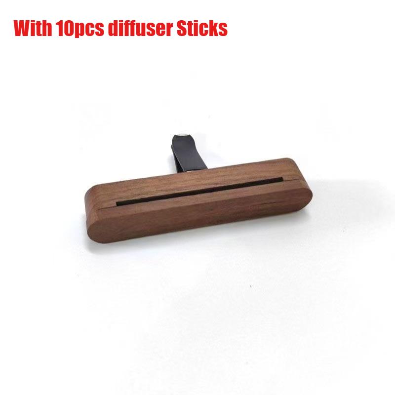 Auto Air Outlet Perfume Freshener Car Aroma Diffuser Vent Clip Wood Essential Oil Aromatherapy Holder with Fiber Diffuser Sticks