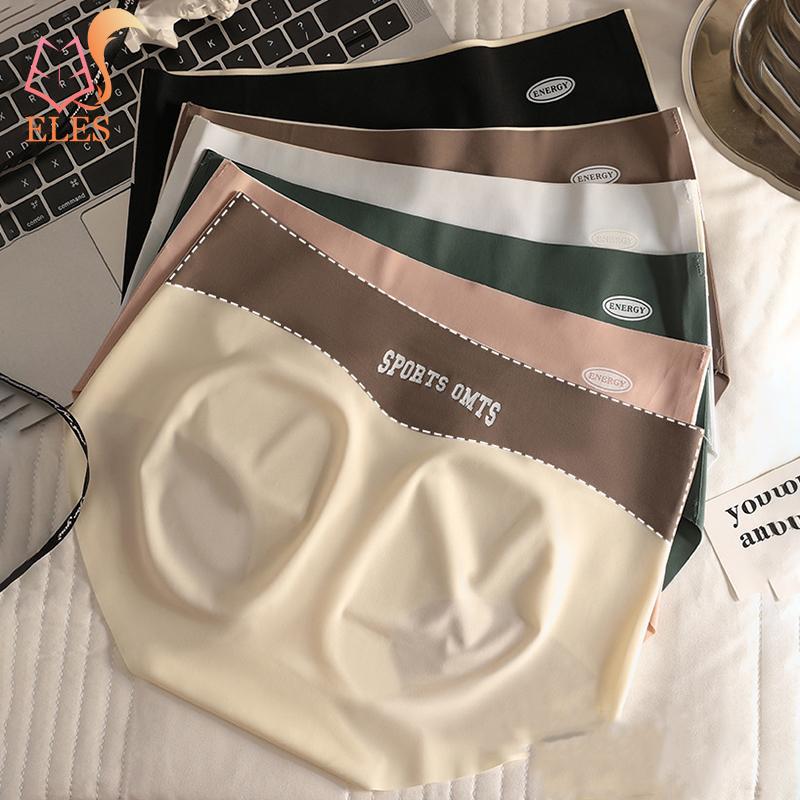Ice Silk Seamless Contrast Color Girls Underwear Female Breathable Extended Crotch Summer Thin Triangle Underwear Ladies