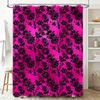 Luxury Bathroom Decor: Damask Print Shower Curtain in Black Pink with Floral Design Waterproof Fabric for Home Bath Decorations