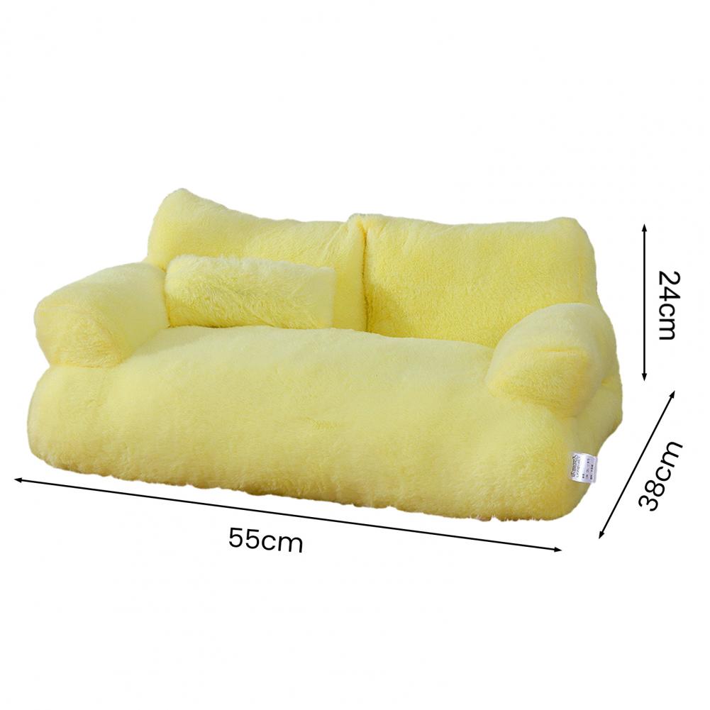 

1 Set Winter Plush Pet Bed Soft Comfortable Pet Sofa Bed Removable Washable Dog Nest Couch Cat Sleeping Cushion Pet Supplies лимонно-желтый