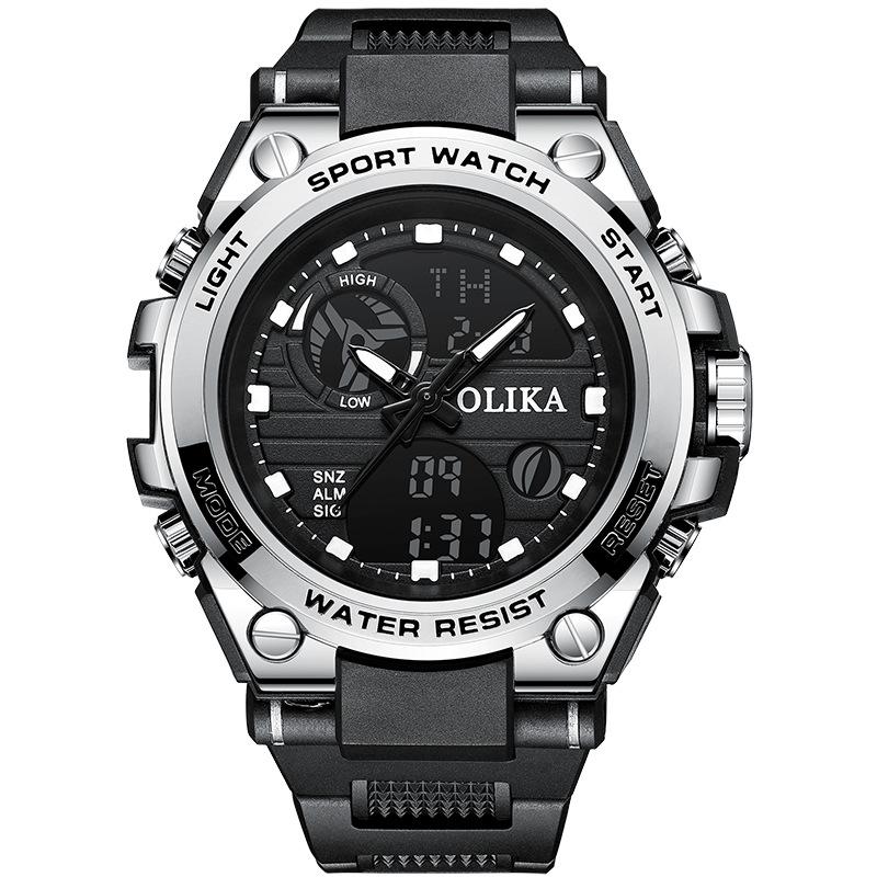 Men's Waterproof Dual Display Sports Watch with Shockproof Multifunctional Quartz