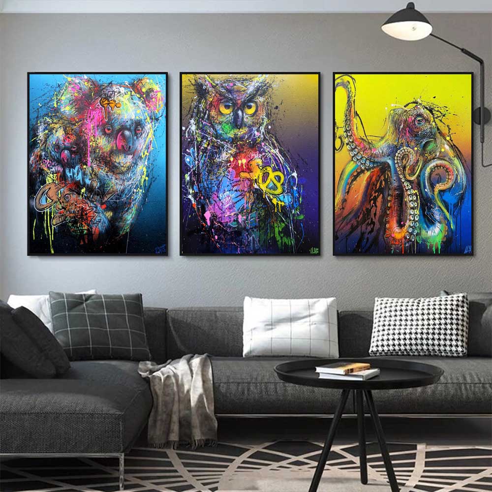 Nordic Street Graffiti Art Animal Canvas Abstract Rabbit Koala Tiger Orangutan Poster Office Living Room Home Decoration Mural No Frame