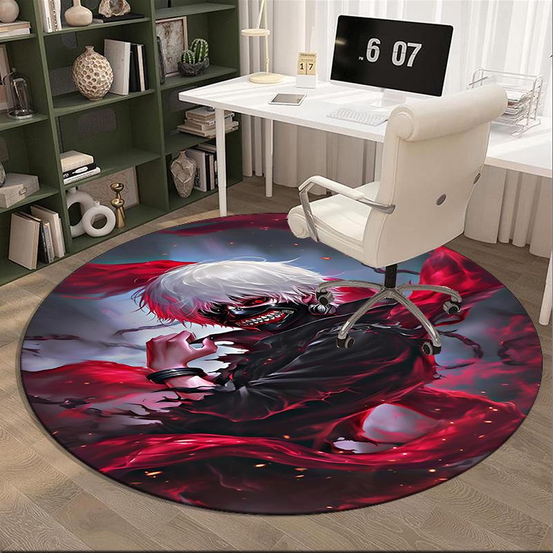 Tokyo Ghoul Masked Mystery Round Rug for Livingroom,Bedroom, Palyroom, Chair Rug, Area Rug, Circle Carpet, Fan Christmas Gift
