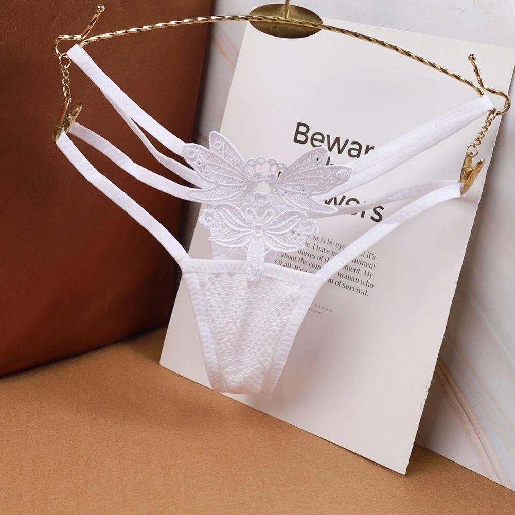 Damen Tangas G-String Unterwäsche Charmanter Tanga Dessous Spitze G-String Slips Schmetterling T-Back Höschen Riemchenhöschen Geschenk zum Valentinstag