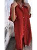 2026 Spring & Summer European-American Style Loose Cotton Linen Mid-Sleeve Shirt Dress for Women