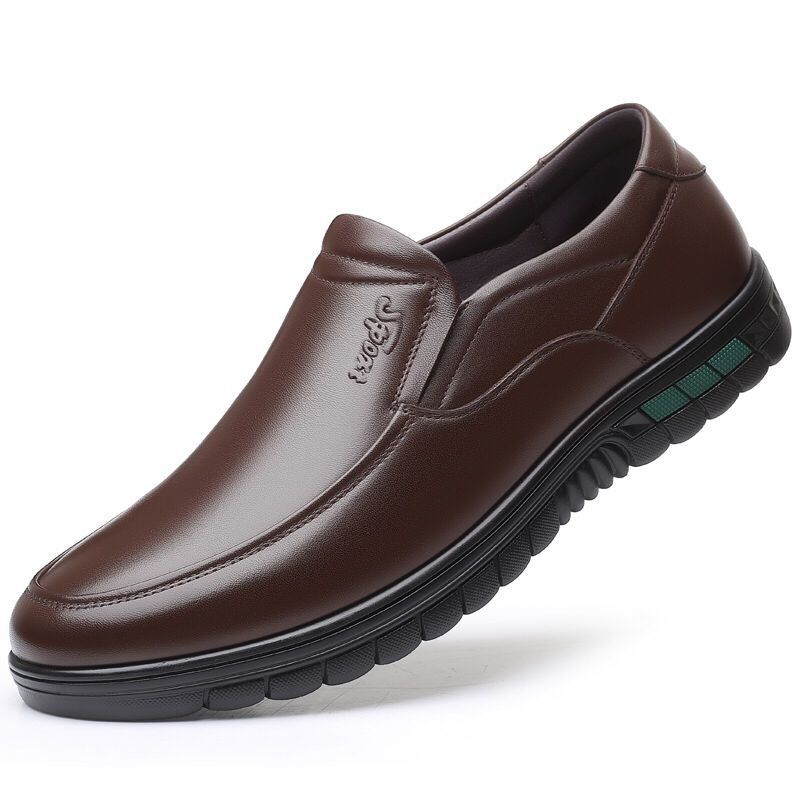 2025 summer new men's hollow sandals first layer cowhide middle-aged and elderly father shoes breathable casual shoes overshoes