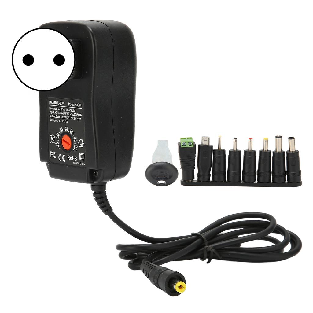 Multifunctional 30W Universal Power Adapter with USB Port Voltage Adjustable Power Adapter