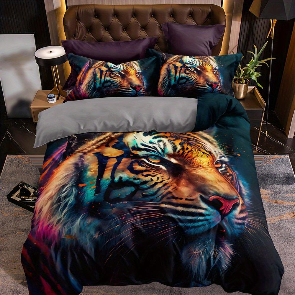 Fashion Duvet Cover Set Lion Tiger Eagle Beast Print Bedding Set With Zipper Closure Soft Comfortable Duvet Cover For Bedroom