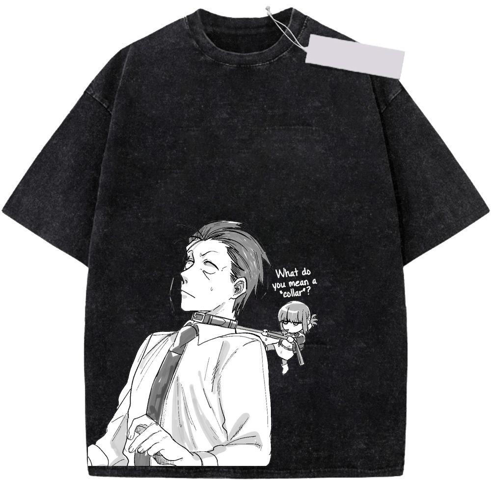 Harajuku Summer Sasaki Yamada Men Women Cartoon Washed Cotton Tshirt Anime Smoking Behind The Supermarket With You Wash T Shirt