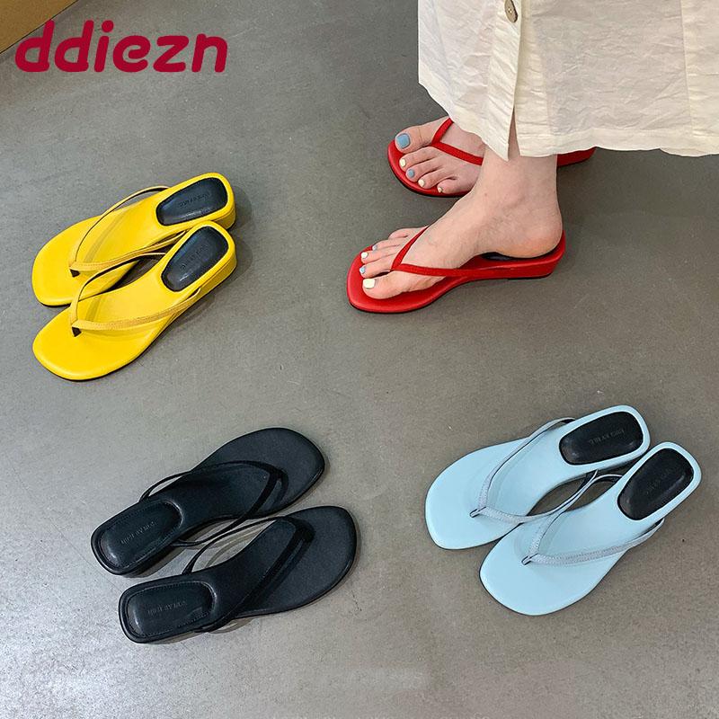 Fashion Fashion Round Toe Ladies Wedges Slippers Shoes Footwear Low Heel Women Slippers Wedges Shoes Female Slides Sandals Flip flops