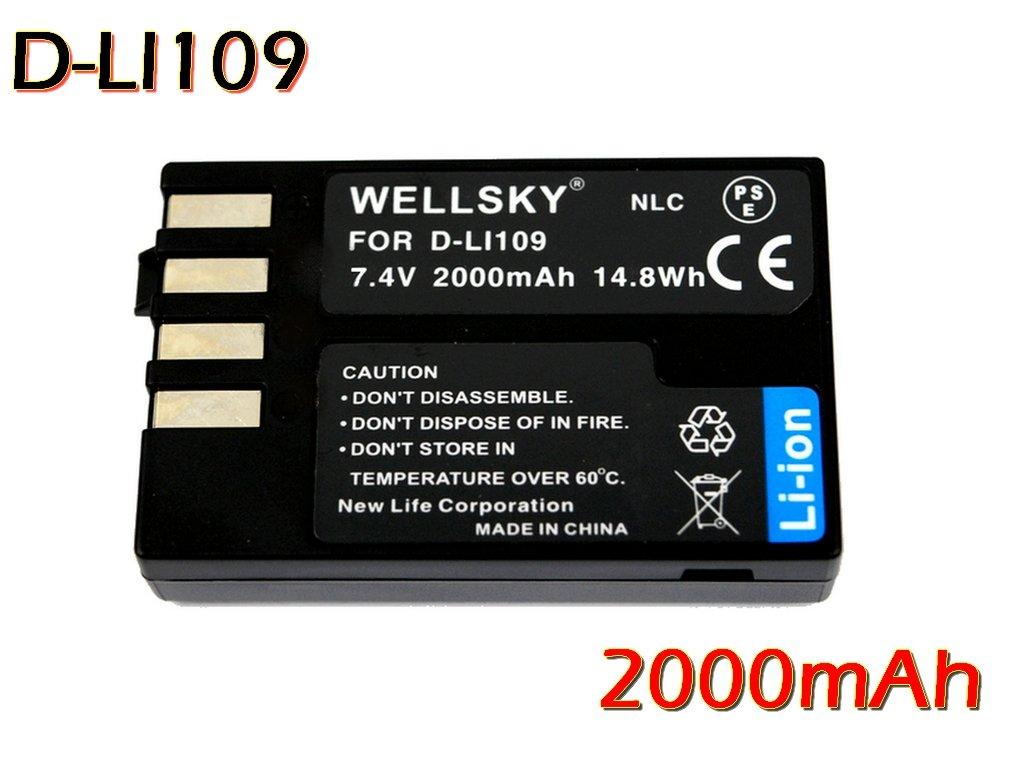 WELLSKY Compatible with Genuine Displays Remaining Works Just Like for Pentax D-Li109 (2-Pack) [Charges Charger, Battery, Genuine]