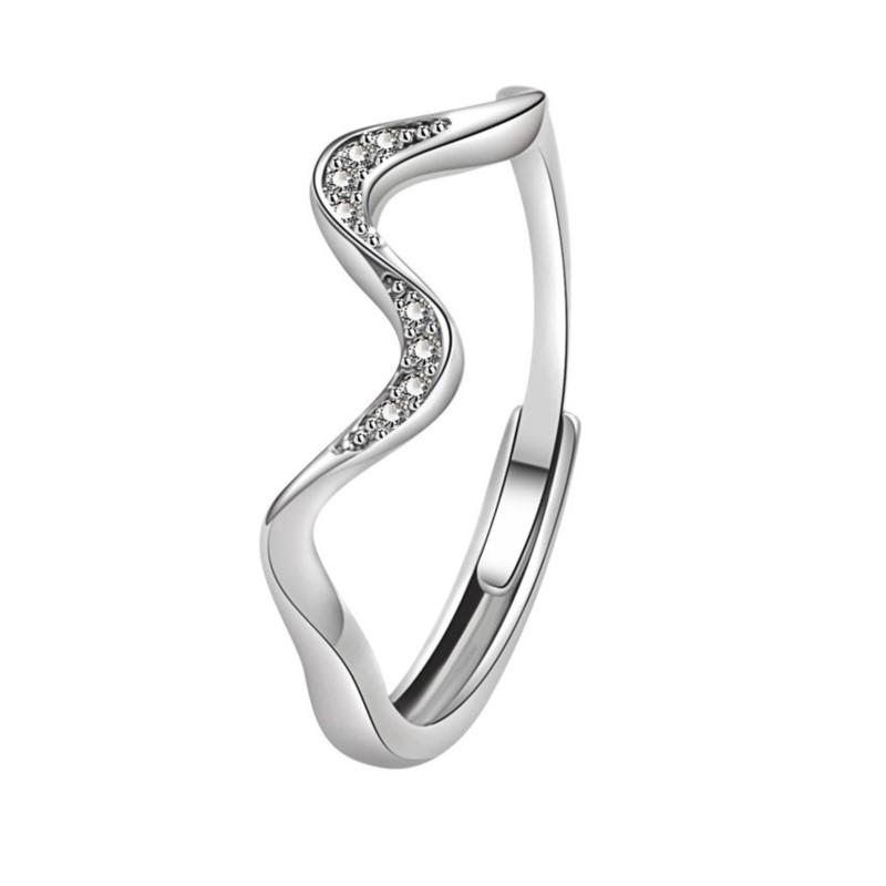 VENTFILLE 925 Sterling Silver Zircon Rings For Women Simple Fashion Ripple Luxury Valentine's Day Ring Jewelry Dropshipping