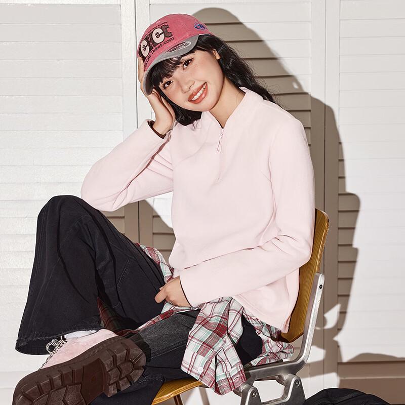 TonLion Women's Fleece-Lined Half-Zip Stand Collar Sweatshirt