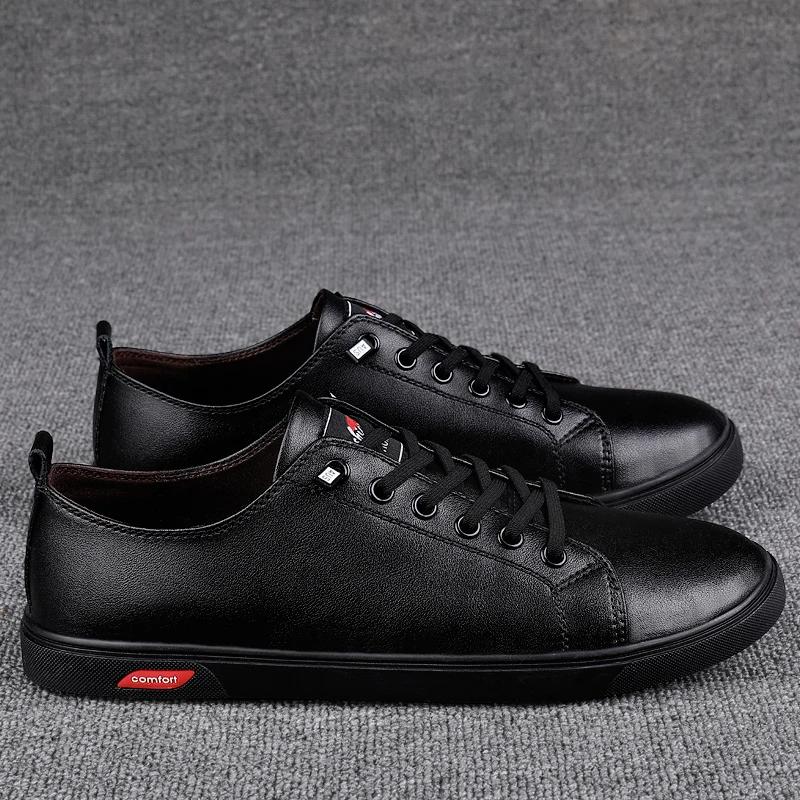 Fashion Minimalist White Leather Sneakers 2025 Trendy Skate Shoes Breathable Design Non-Slip with Memory Foam Insole Plus Size 37-45