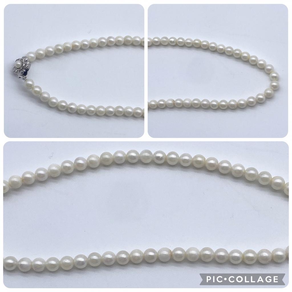 Akoya Pearl Necklace Genuine Jewelry Luster Approx. 41cm / 7.0mm–7.5mm / 32.5g Silver Clasps