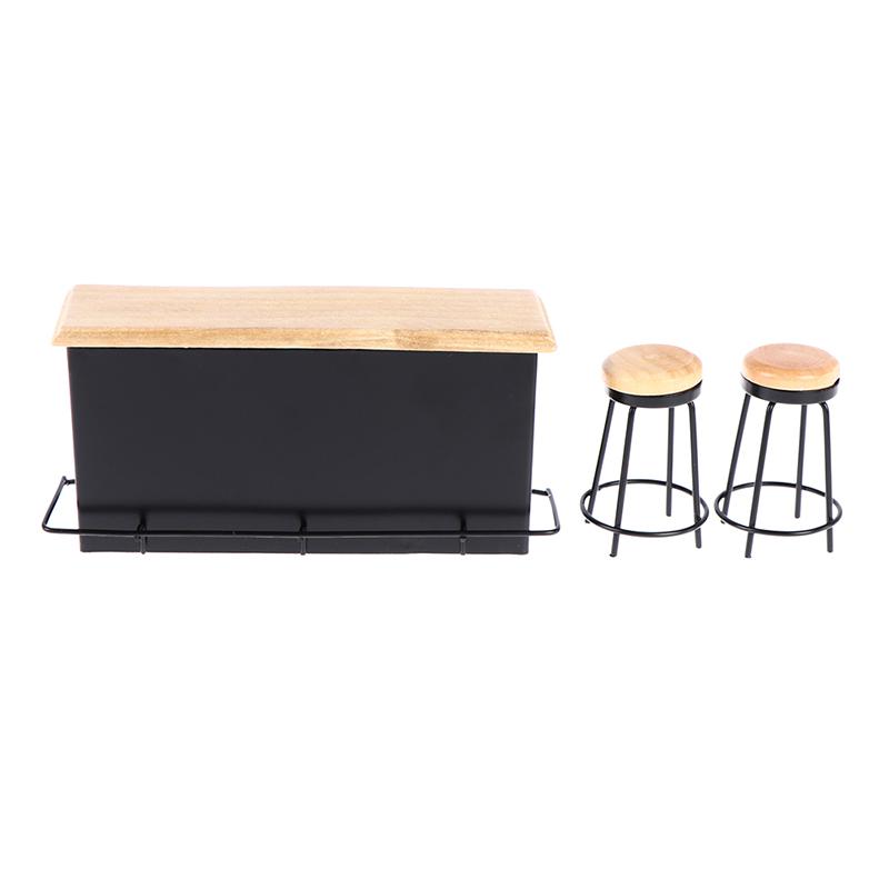 3Pcs/Set Dollhouse Miniature Bar Counter Stool Mini Kitchen Furniture Toys