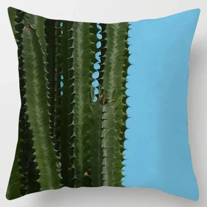 Luxury Home Decor Cushion Cover Office Decor Pillow Cover Tropical Plant Close Up Cactus Pattern Pillow Cover