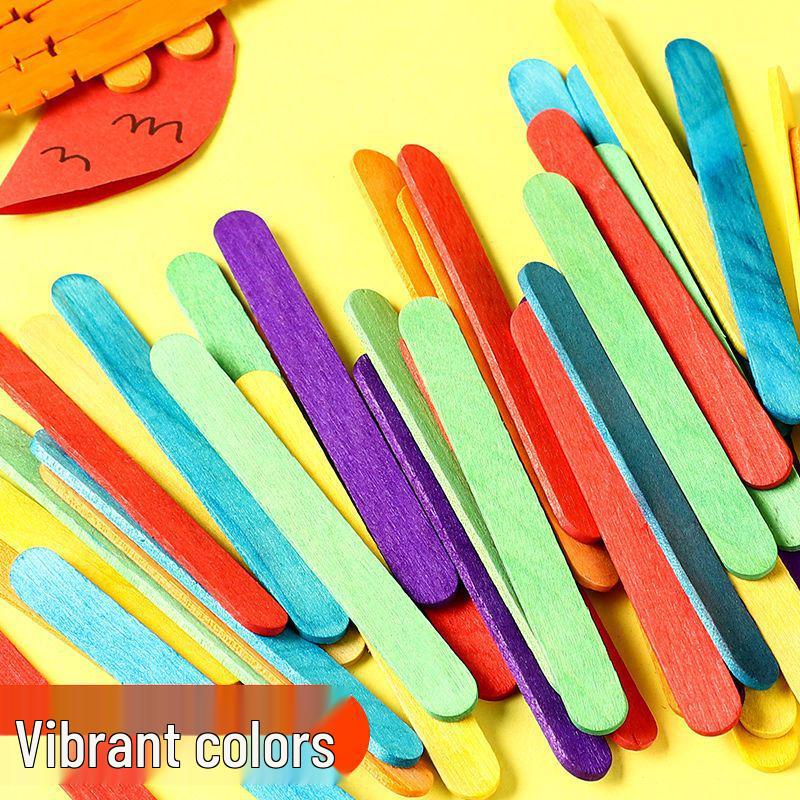 Colored Wooden Popsicle Sticks for DIY Crafts & Kindergarten Activities