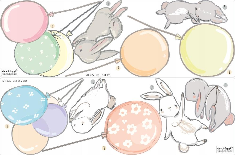 Decorative Stickers For Kids - Rabbits With Balloons Colorful