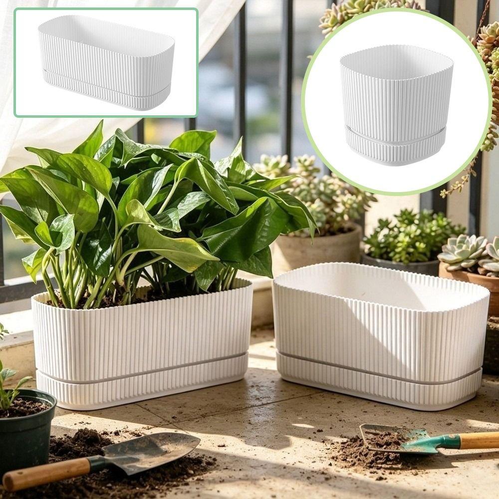 Plastic Self Watering Flower Pot Drainage Hole Desktop Vase Self Watering Planter Indoor Plants