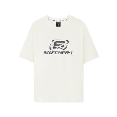 Casual Breathable Loose Short Sleeve T-Shirt Unisex Tops Cotton-Candy-White L225U058-0074