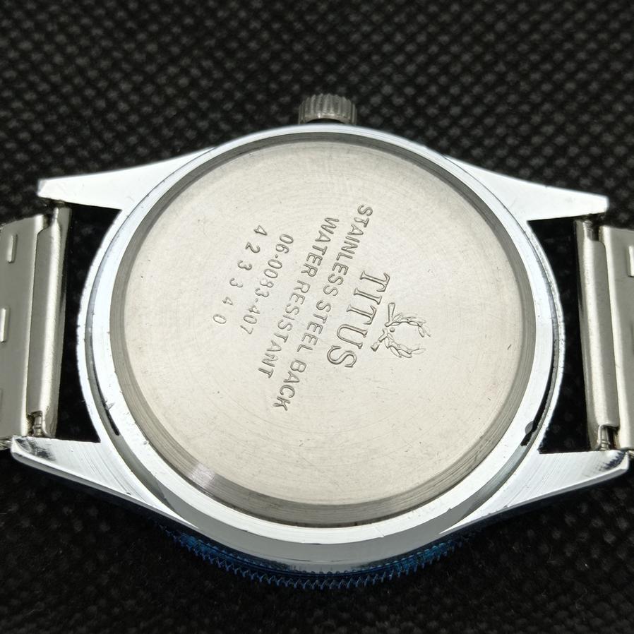 SWISS REFURBISHED 40MM TITUS MOVABLE BEZEL MENS BLUE DIAL WRIST WATCH A425323-2 RL-a425323