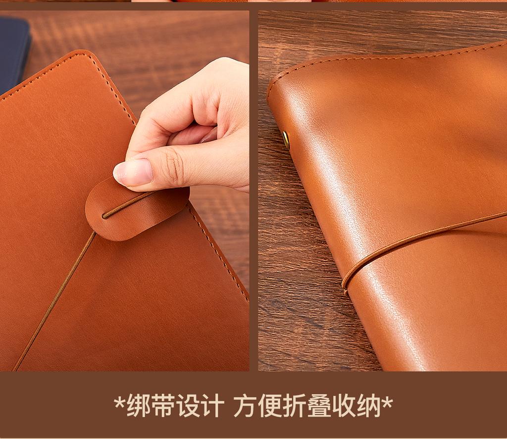 Soft Touch Leather A5 Photo Album Vintage 4-Pocket Scrapbook for Tickets, Receipts, Memorabilia, Travel Souvenirs Collection
