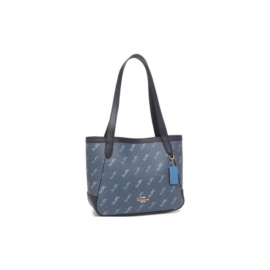 

New COACH Coated Canvas With Leather Tote Bag, Shopping Bag, Handbag, Shoulder Bag Women s Blue C4060-IMDEN 27.4*11.4*22.9CM