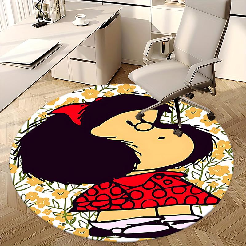 Mafalda Inspired Chair Mat - Round Carpet for Home Decor, Office Use, Gift Idea - Suitable for Bedrooms